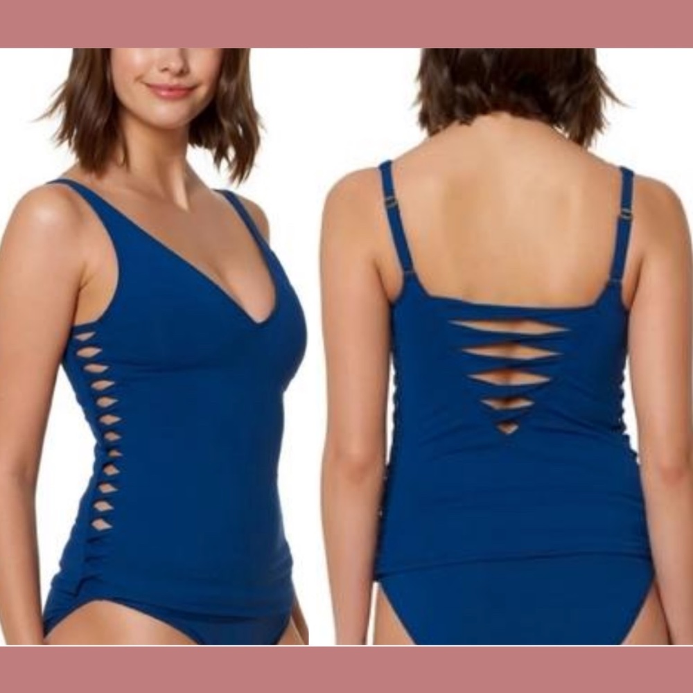 NEW Bleu Rod Beattie Side Lace Down Tankini Top 4